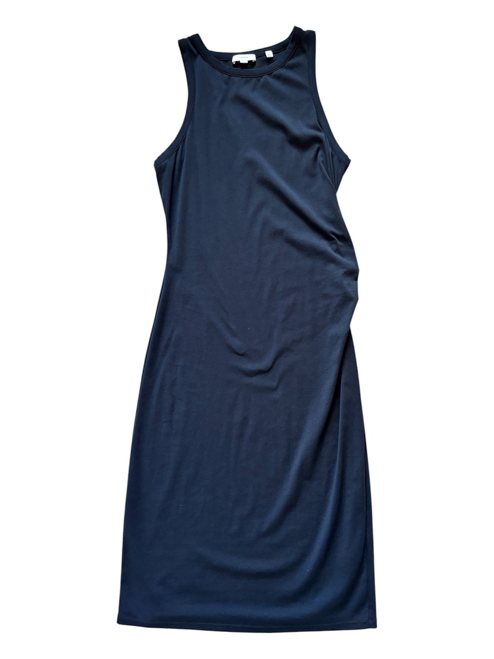 Vince Navy Tank side Ruched Midi Dress